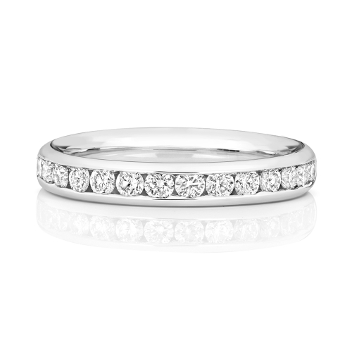 Channel Setting Round Crowned Half Eternity Diamond Rings