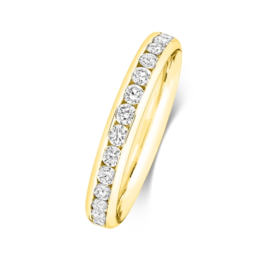 Channel Setting Round Yellow Gold Crowned Eternity Diamond Rings