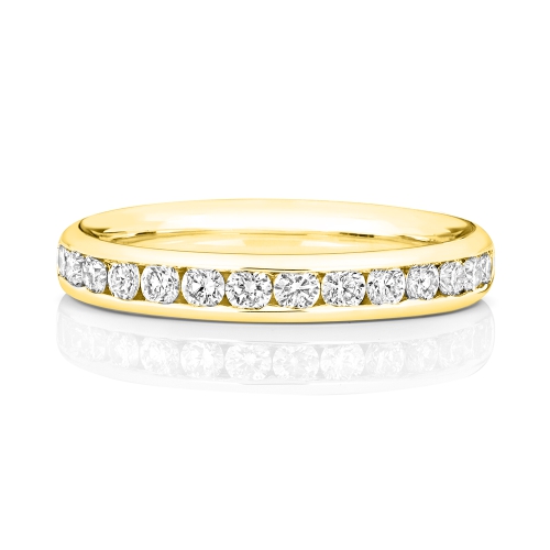 Channel Setting Round Yellow Gold Crowned Eternity Diamond Rings