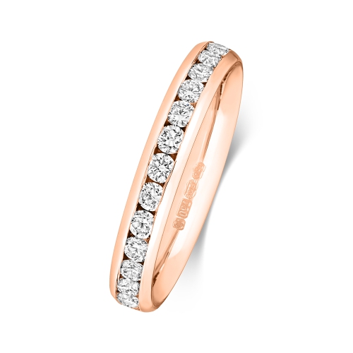 Channel Setting Round Rose Gold Glistening Eternity Diamond Rings