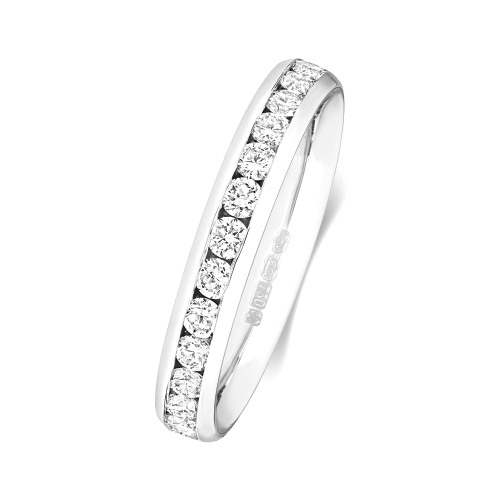 Channel Setting Round Glistening Moissanite Eternity Diamond Rings