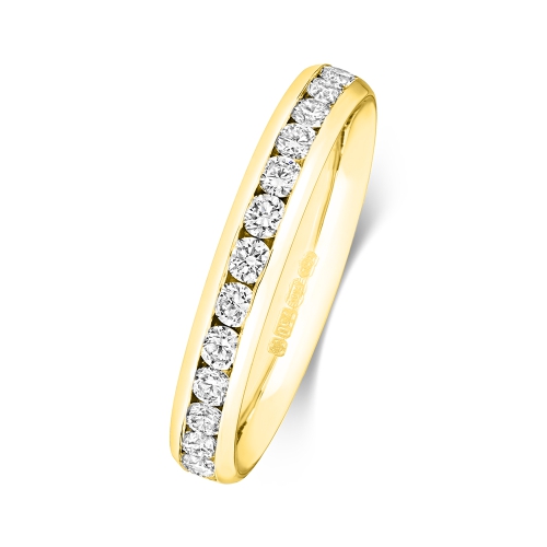 Channel Setting Round Yellow Gold Glistening Eternity Diamond Rings