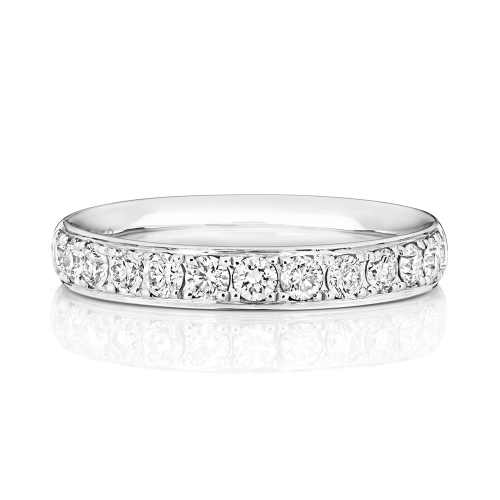 4 Prong Round Starluminous Moissanite Eternity Diamond Rings