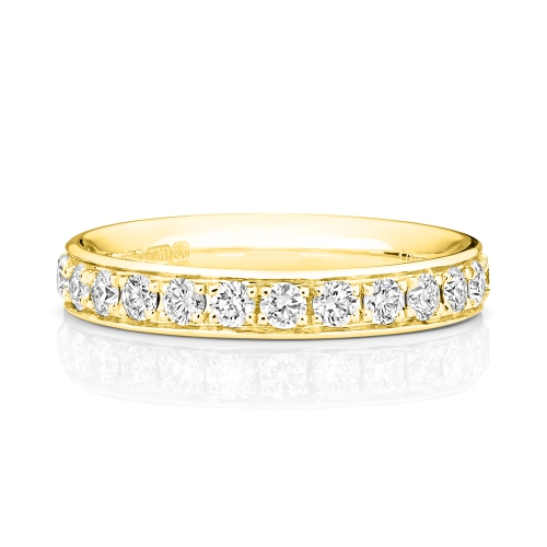 4 Prong Round Yellow Gold Myst Eternity Diamond Rings