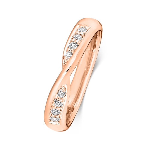 4 Prong Round Rose Gold Crossover Eternity Engagement Rings