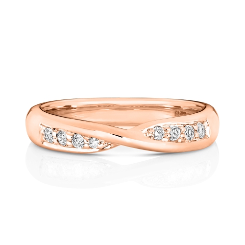 4 Prong Round Rose Gold Crossover Eternity Engagement Rings