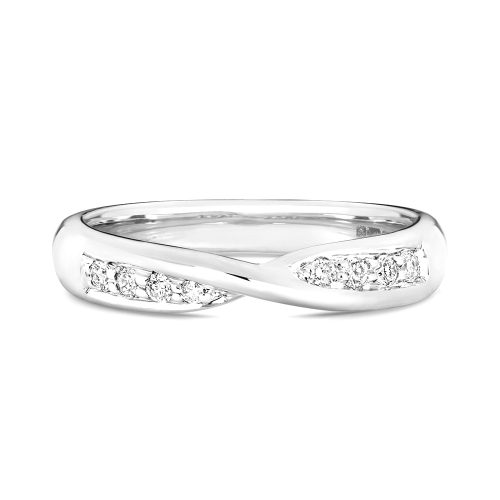 4 Prong Round Crossover Half Eternity Engagement Rings