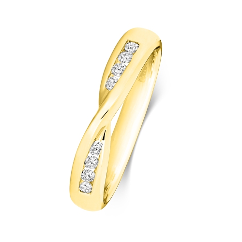 4 Prong Round Yellow Gold Everlasting love with over Eternity Diamond Rings