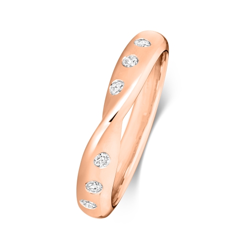 Bezel Setting Round Rose Gold Crossover Eternity Engagement Rings