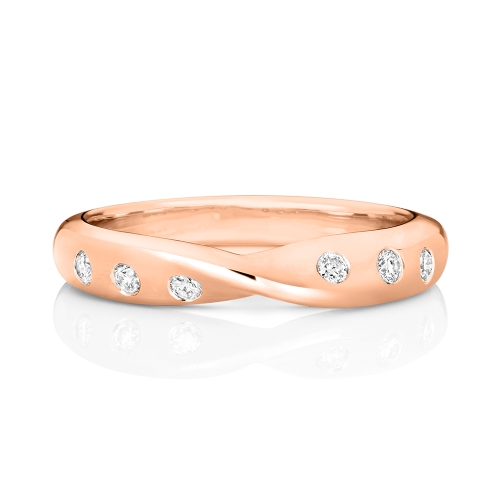Bezel Setting Round Rose Gold Crossover Eternity Engagement Rings