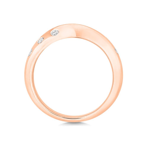 Bezel Setting Round Rose Gold Crossover Eternity Engagement Rings