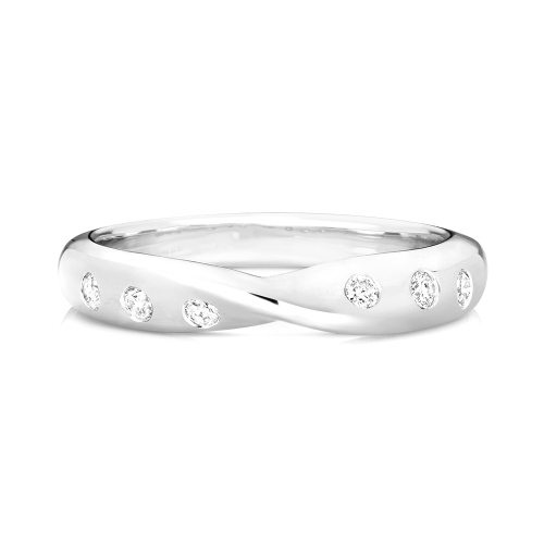 Bezel Setting Round Crossover Half Eternity Engagement Rings