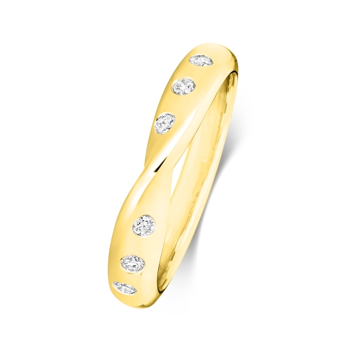 Bezel Setting Round Yellow Gold Crossover Eternity Engagement Rings