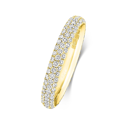 4 Prong Round Yellow Gold Aura Eternity Diamond Rings