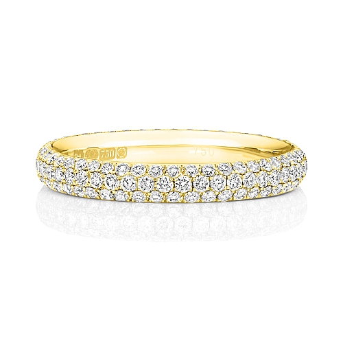 4 Prong Round Yellow Gold Aura Eternity Diamond Rings