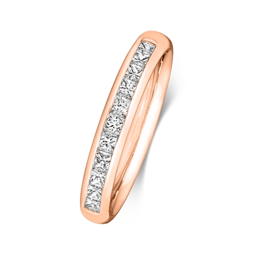Channel Setting Princess Rose Gold Vibrant Eternity Diamond Rings