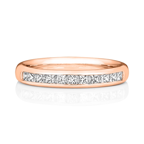 Channel Setting Princess Rose Gold Vibrant Eternity Diamond Rings