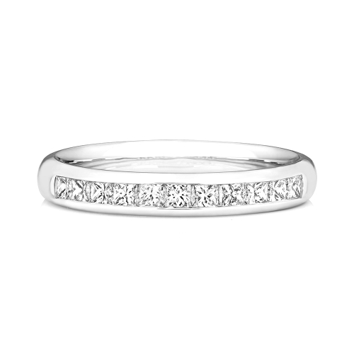 Channel Setting Princess Vibrant Moissanite Eternity Diamond Rings