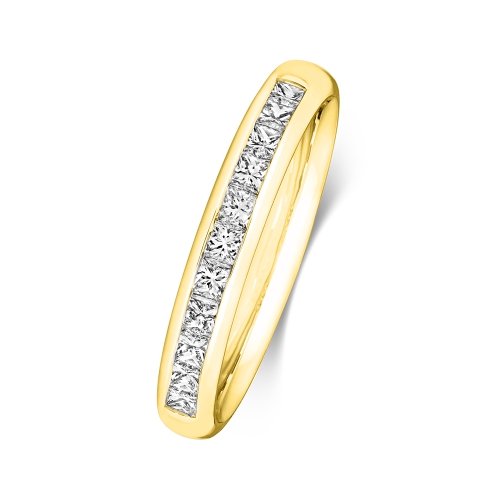 Channel Setting Princess Yellow Gold Vibrant Eternity Diamond Rings