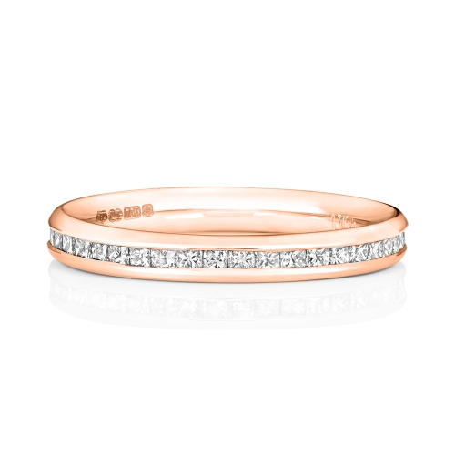 Channel Setting Princess Rose Gold Casual Eternity Engagement Rings