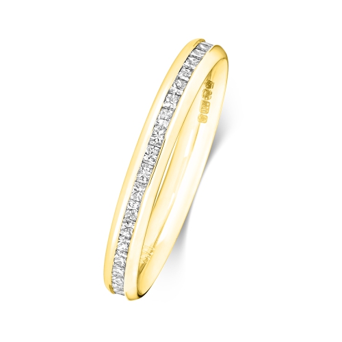 Channel Setting Princess Yellow Gold Casual Eternity Engagement Rings
