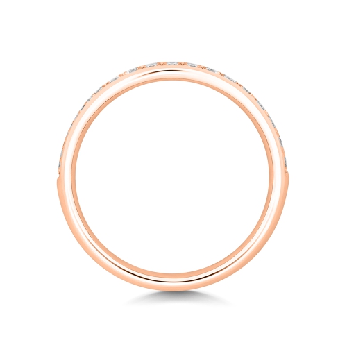 Pave Setting Round Rose Gold Wave Eternity Diamond Rings