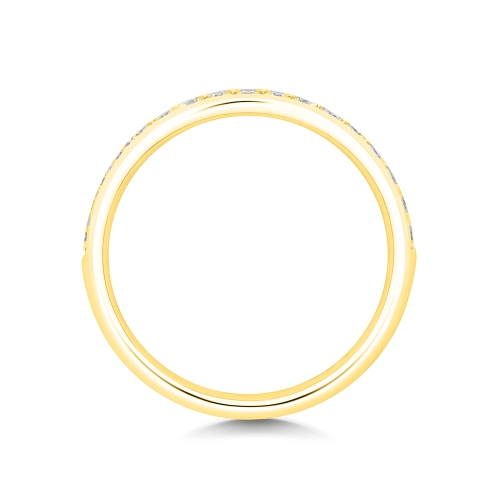 Pave Setting Round Yellow Gold Wave Eternity Diamond Rings