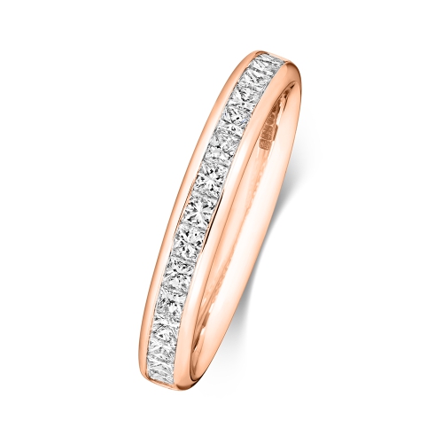 Channel Setting Princess Rose Gold Radiantiquehalf Eternity Engagement Rings