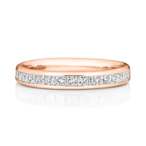 Channel Setting Princess Rose Gold Radiantiquehalf Eternity Engagement Rings