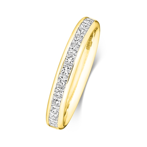 Channel Setting Princess Yellow Gold Radiantiquehalf Eternity Engagement Rings