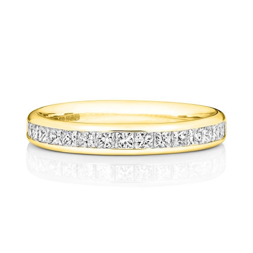 Channel Setting Princess Yellow Gold Radiantiquehalf Eternity Engagement Rings