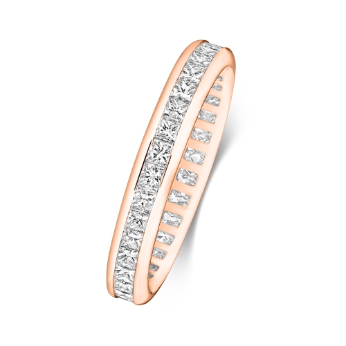 Channel Setting Princess Rose Gold Sevenradiance Eternity Engagement Rings