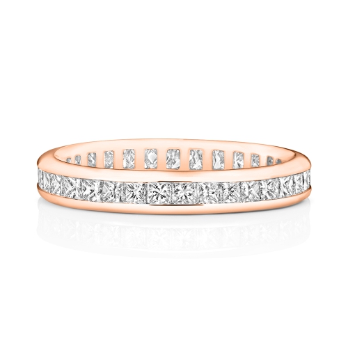 Channel Setting Princess Rose Gold Sevenradiance Eternity Engagement Rings