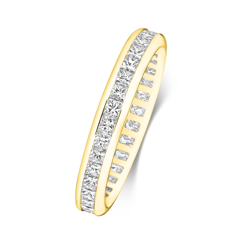 Channel Setting Princess Yellow Gold Sevenradiance Eternity Engagement Rings