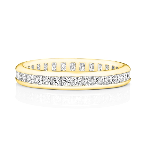Channel Setting Princess Yellow Gold Sevenradiance Eternity Engagement Rings