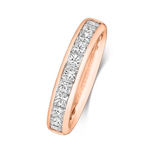 Channel Setting Princess Rose Gold Half Eternity Diamond Rings