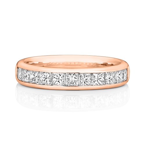 Channel Setting Princess Rose Gold Half Eternity Diamond Rings