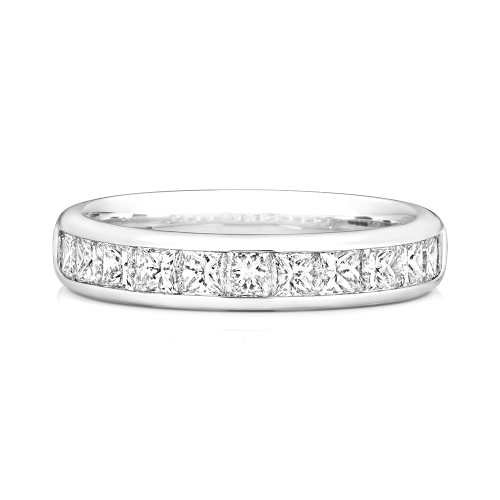 Channel Setting Princess Half Eternity Diamond Rings