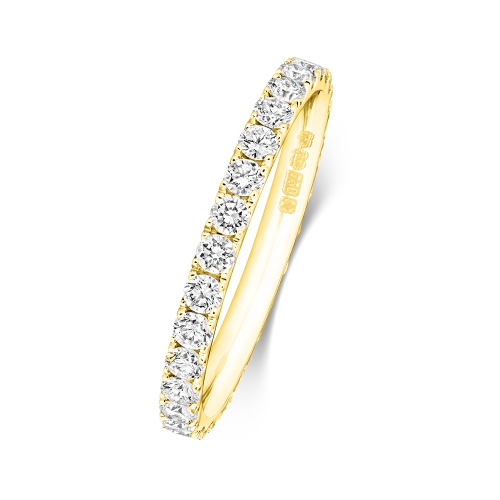 4 Prong Round Yellow Gold Full Eternity Diamond Rings