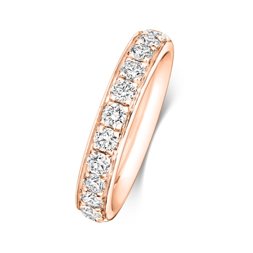 4 Prong Round Rose Gold Whisperhalfband Eternity Diamond Rings