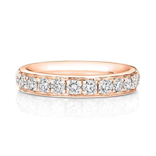 4 Prong Round Rose Gold Whisperhalfband Eternity Diamond Rings