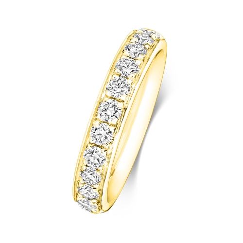 4 Prong Round Yellow Gold Whisperhalfband Eternity Diamond Rings
