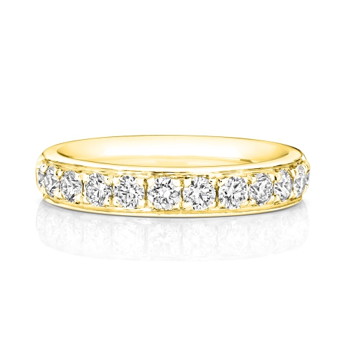 4 Prong Round Yellow Gold Whisperhalfband Eternity Diamond Rings