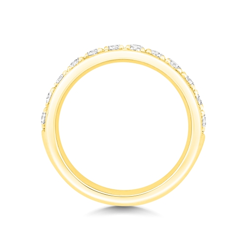 4 Prong Round Yellow Gold Whisperhalfband Eternity Diamond Rings