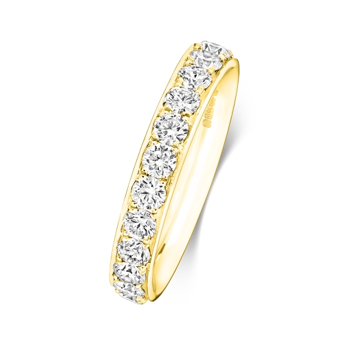 4 Prong Round Yellow Gold Adorned Eternity Engagement Rings