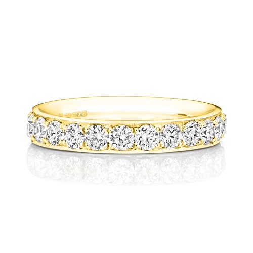4 Prong Round Yellow Gold Adorned Eternity Engagement Rings