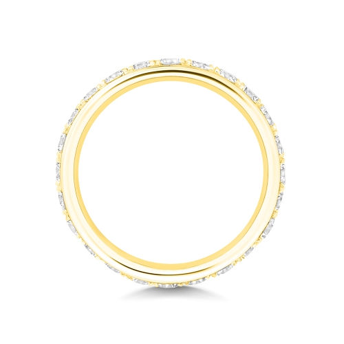 4 Prong Round Yellow Gold Adorned Eternity Engagement Rings