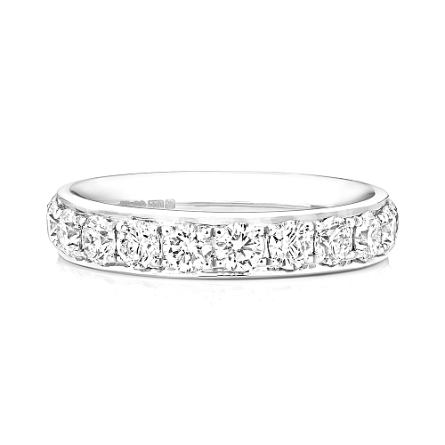 4 Prong Round Aurapulse Moissanite Eternity Diamond Rings