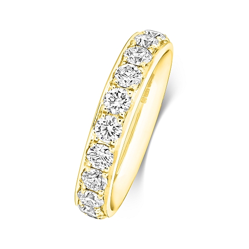 4 Prong Round Yellow Gold Aurapulse Eternity Diamond Rings