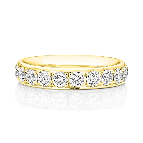 4 Prong Round Yellow Gold Aurapulse Eternity Diamond Rings